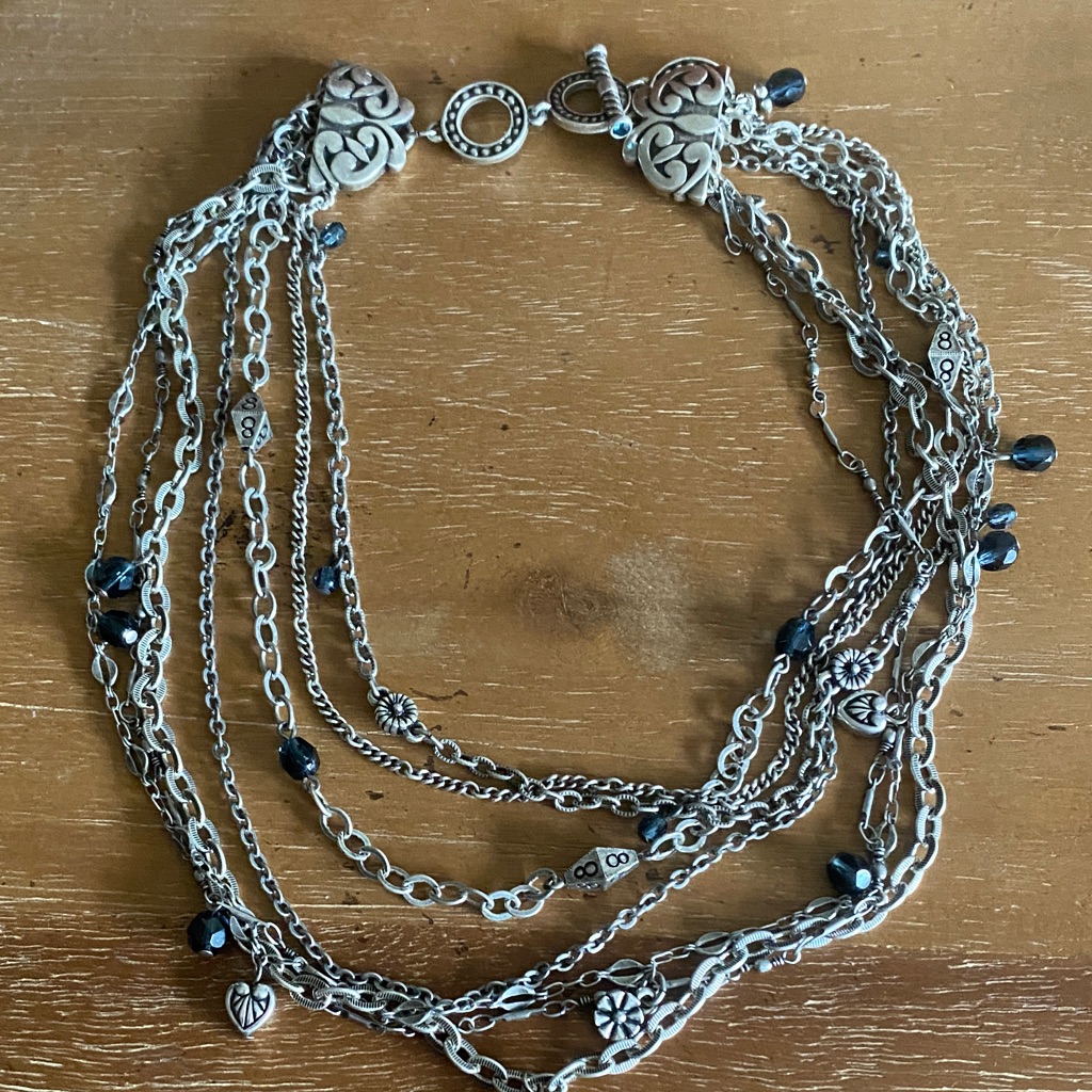 Elegant Silver Multi-Strand Necklace 15$